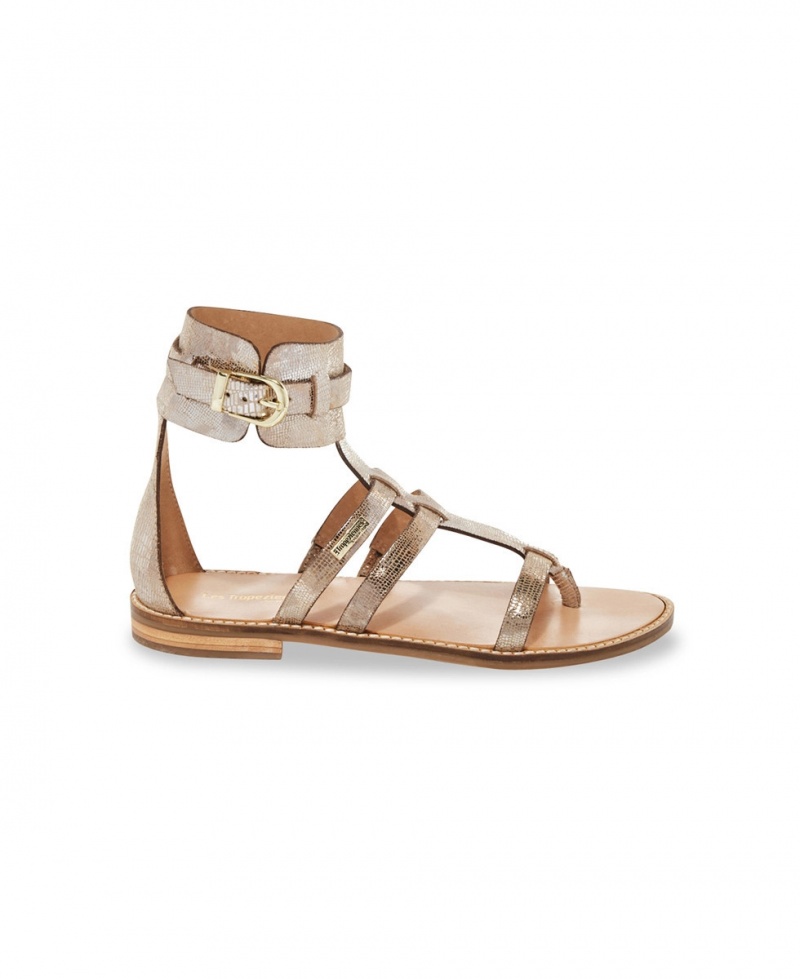 Sandales à entre-doigts Les Tropeziennes HERRATYS Ankle-strap Or Lezard Femme|VBOS-29804194